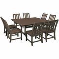 Polywood Vineyard 9-Piece Mahogany Dining Set with Farmhouse Trestle Table 633PWS3421MA